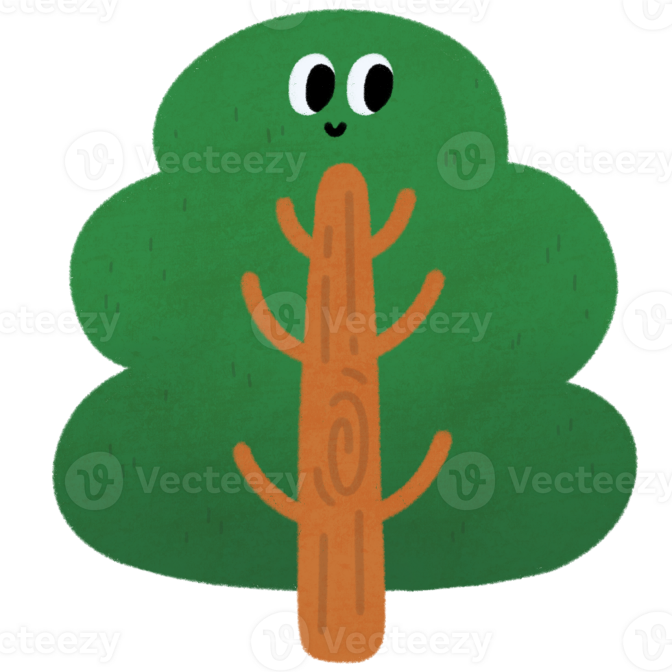 Colorful Cartoon Tree with Smile Face png