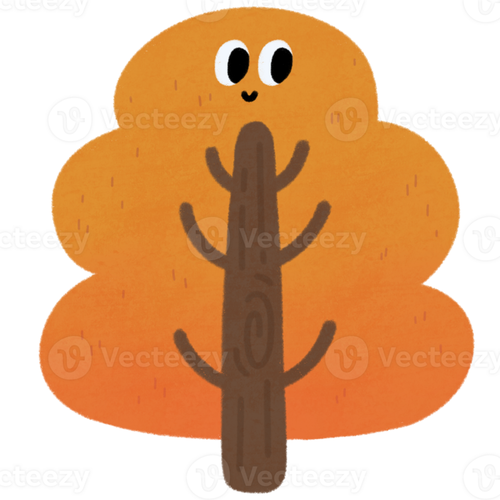 coloré dessin animé arbre avec sourire visage png