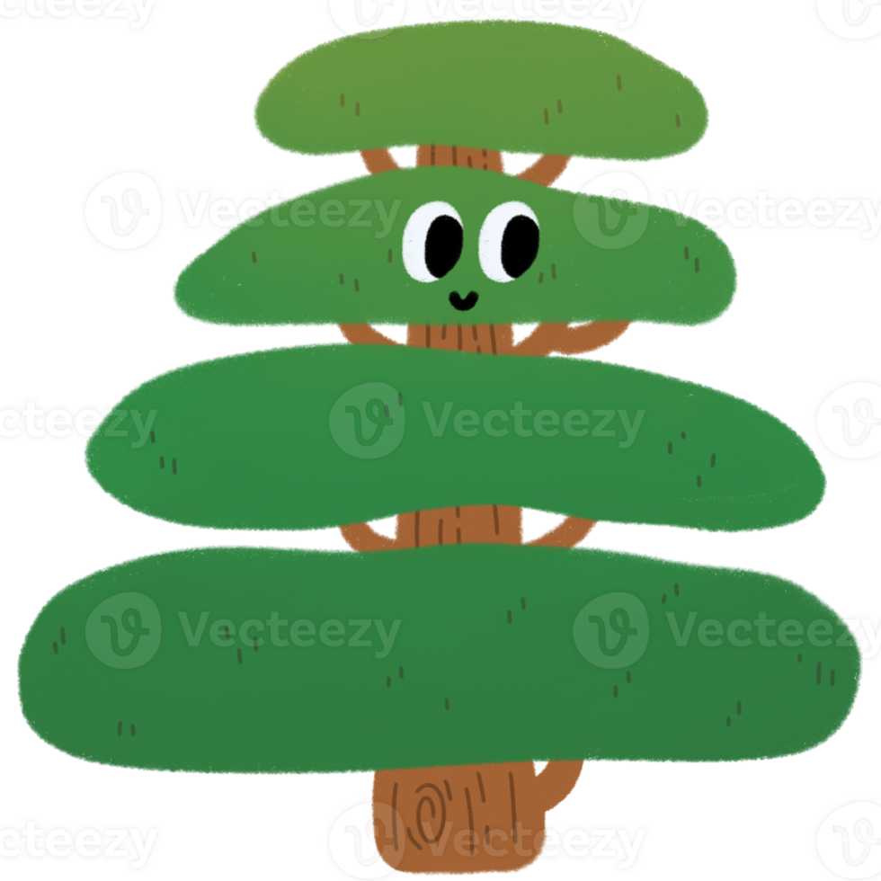 Colorful Cartoon Tree with Smile Face png