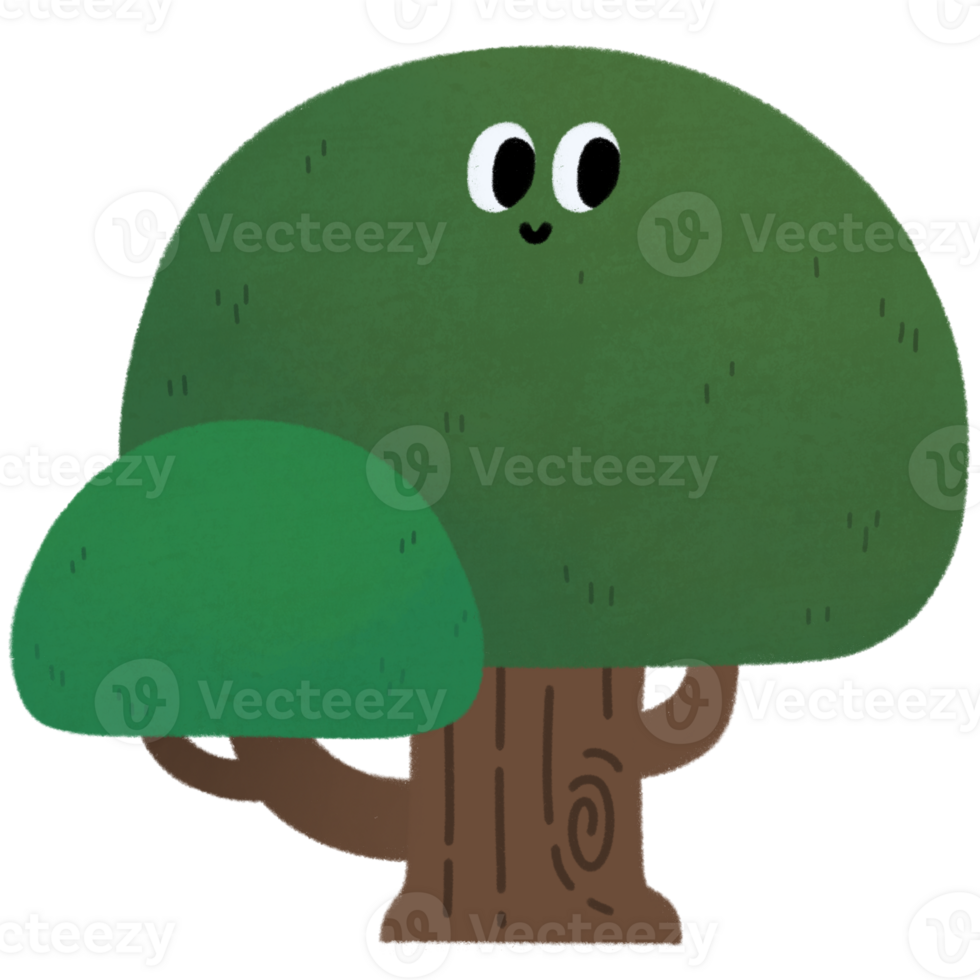 coloré dessin animé arbre avec sourire visage png