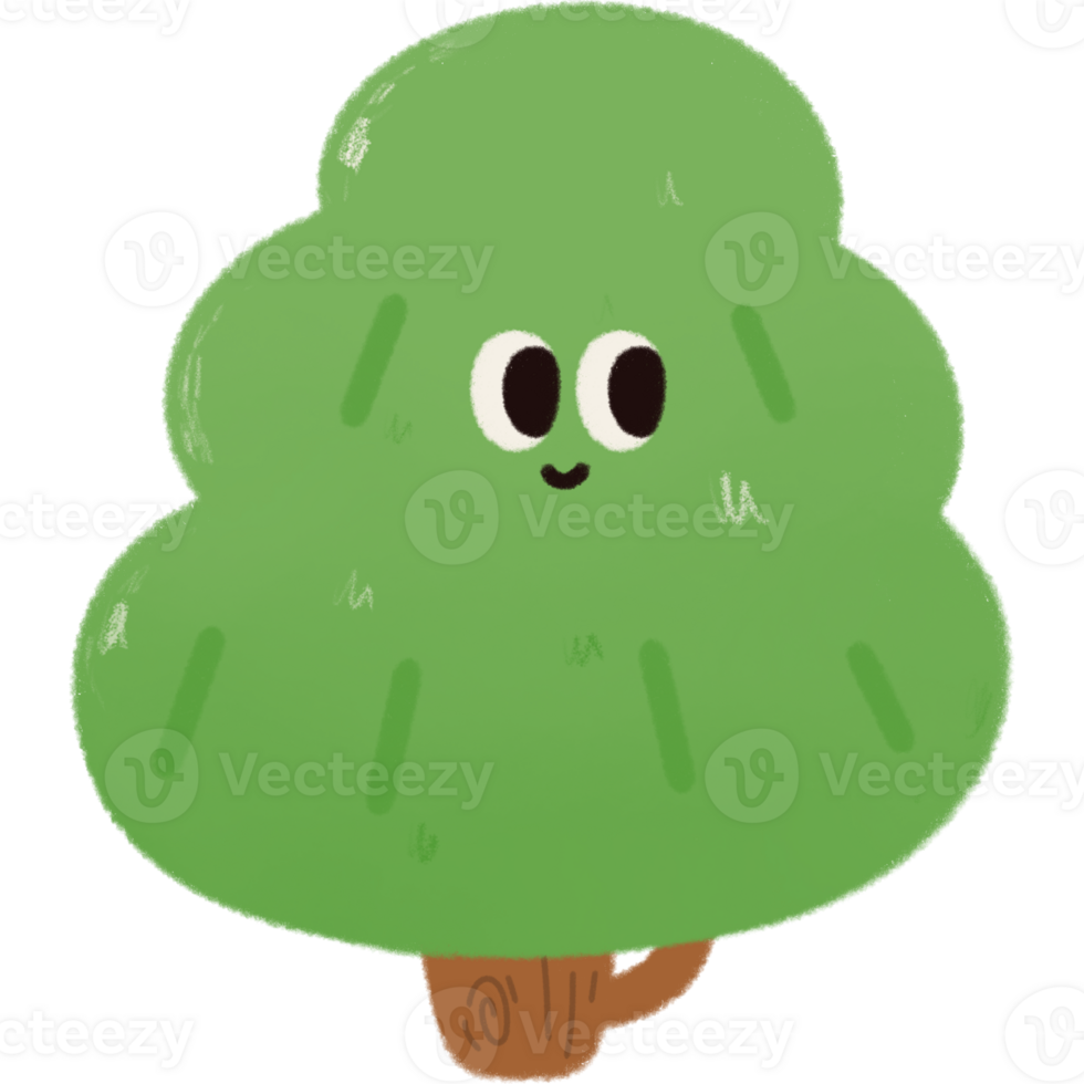 une content vert arbre avec sourire visage png