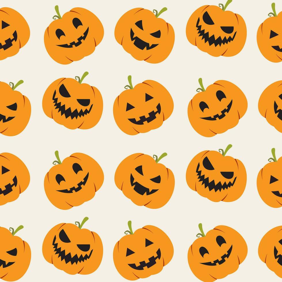 Halloween pumpkin illustration seamless pattern background vector