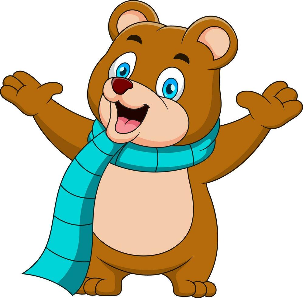 linda oso mascota dibujos animados con un bufanda vector