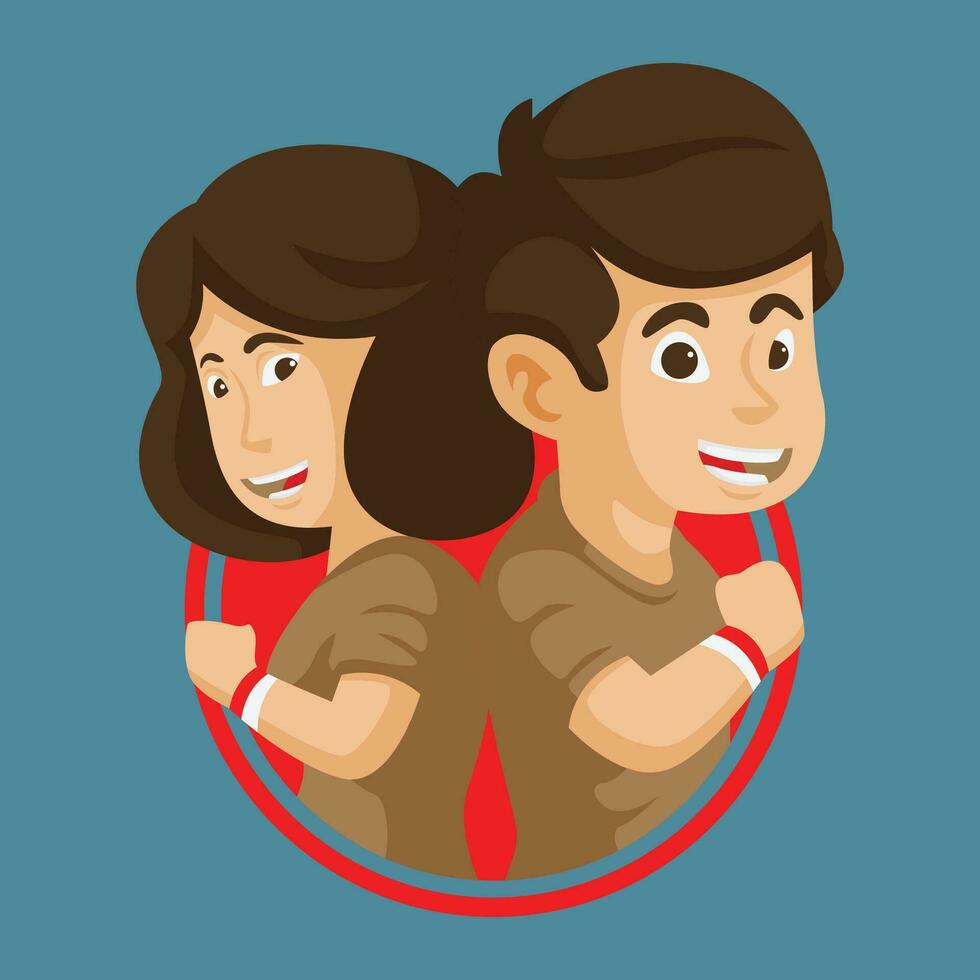 background illustration of Indonesian children celebrating Indonesian independence day. flat vector files
