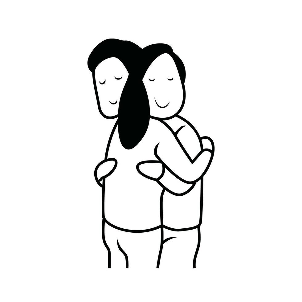 illustration of a couple of lovers hugging each other vector illustration