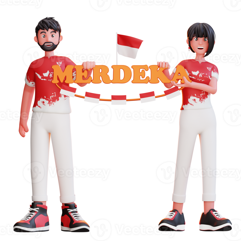 Indonesian Independence Day 3D Illustration png