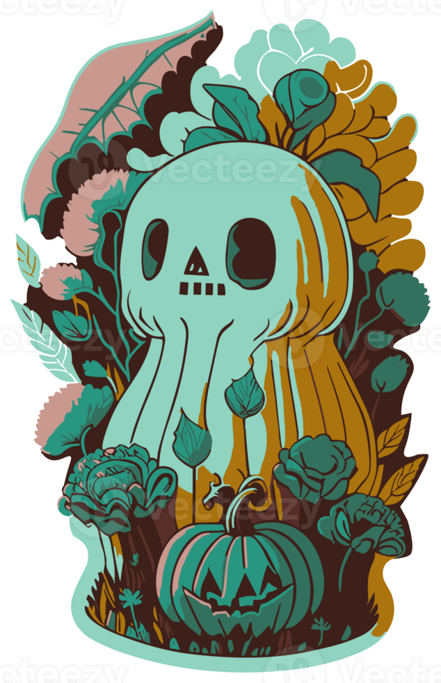 Spooky Ghost and Pumpkin Harvest, AI Generative png