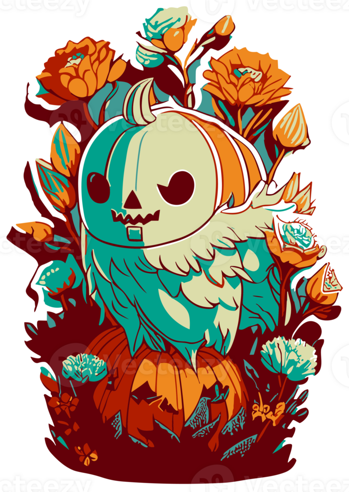Spooky Ghost and Pumpkin Harvest, AI Generative png