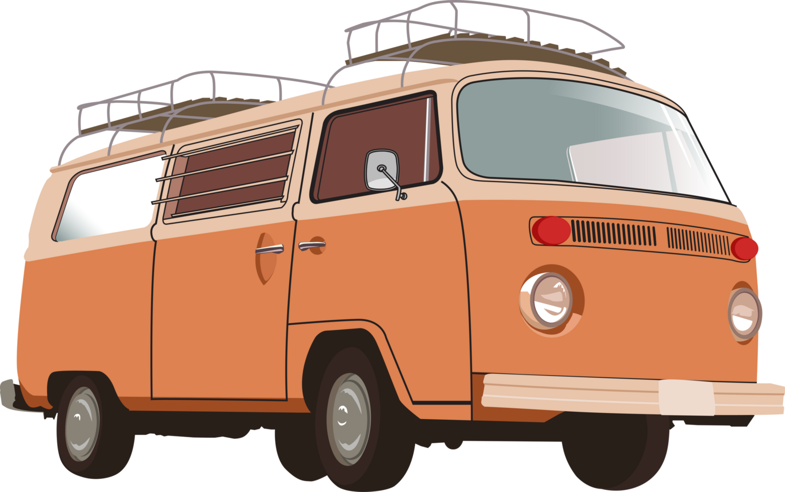 Vintage Van with above car luggage storage Illustration. png