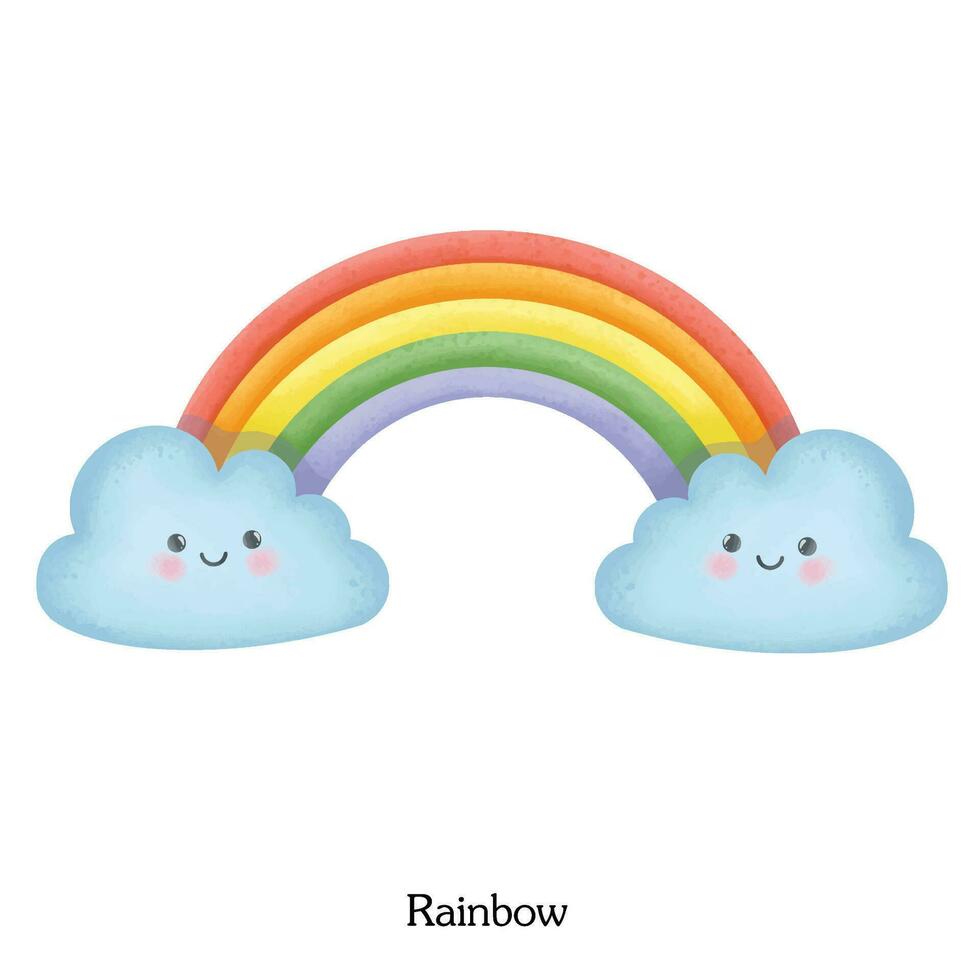 cute rainbow cartoon drawing vector