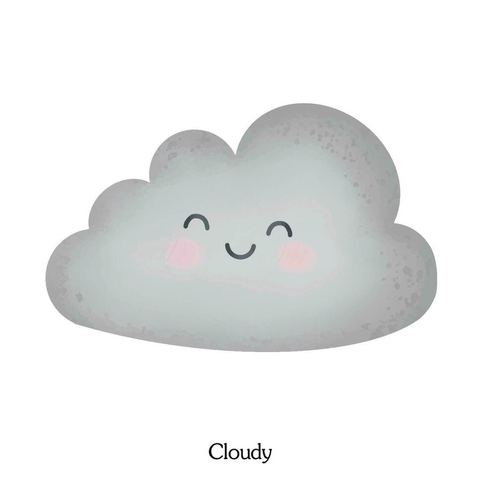 cute cloudy and overcast cartoon drawing vector