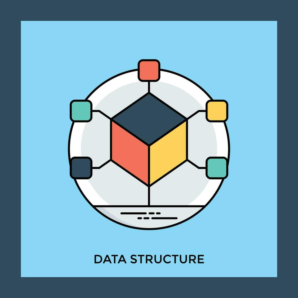A cube attached with nodes from all corners, showing data structure icon vector