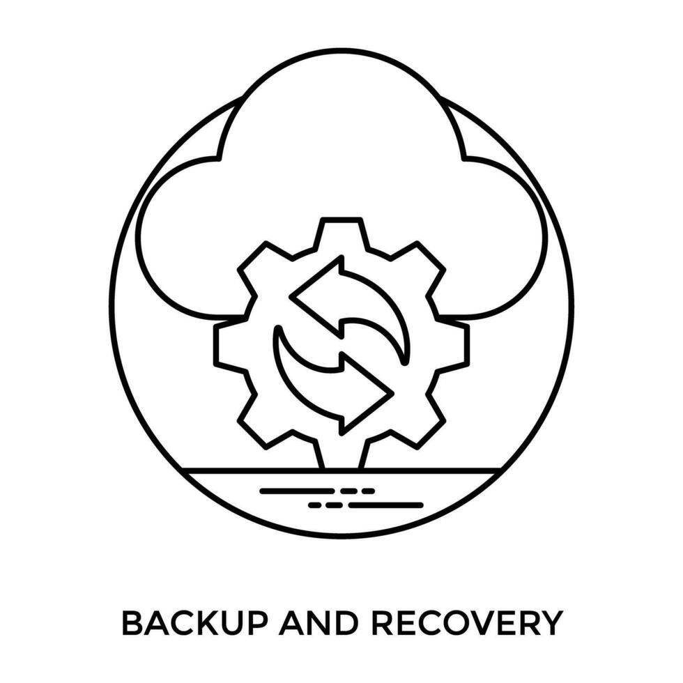 Gears with refresh symbols and a cloud, scene for backup and recovery icon vector