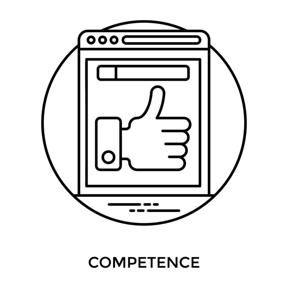 Web page template having thumbs up showcasing competence icon vector