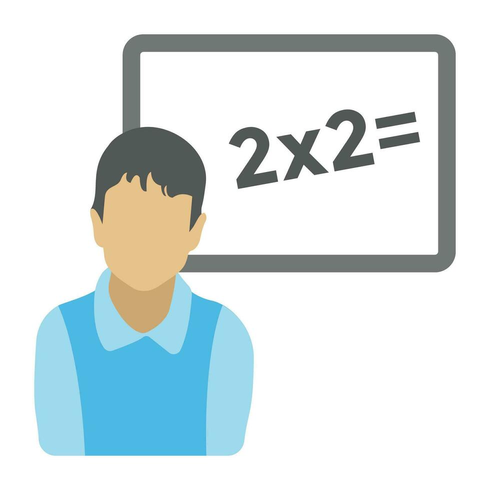 A student solving math equation vector