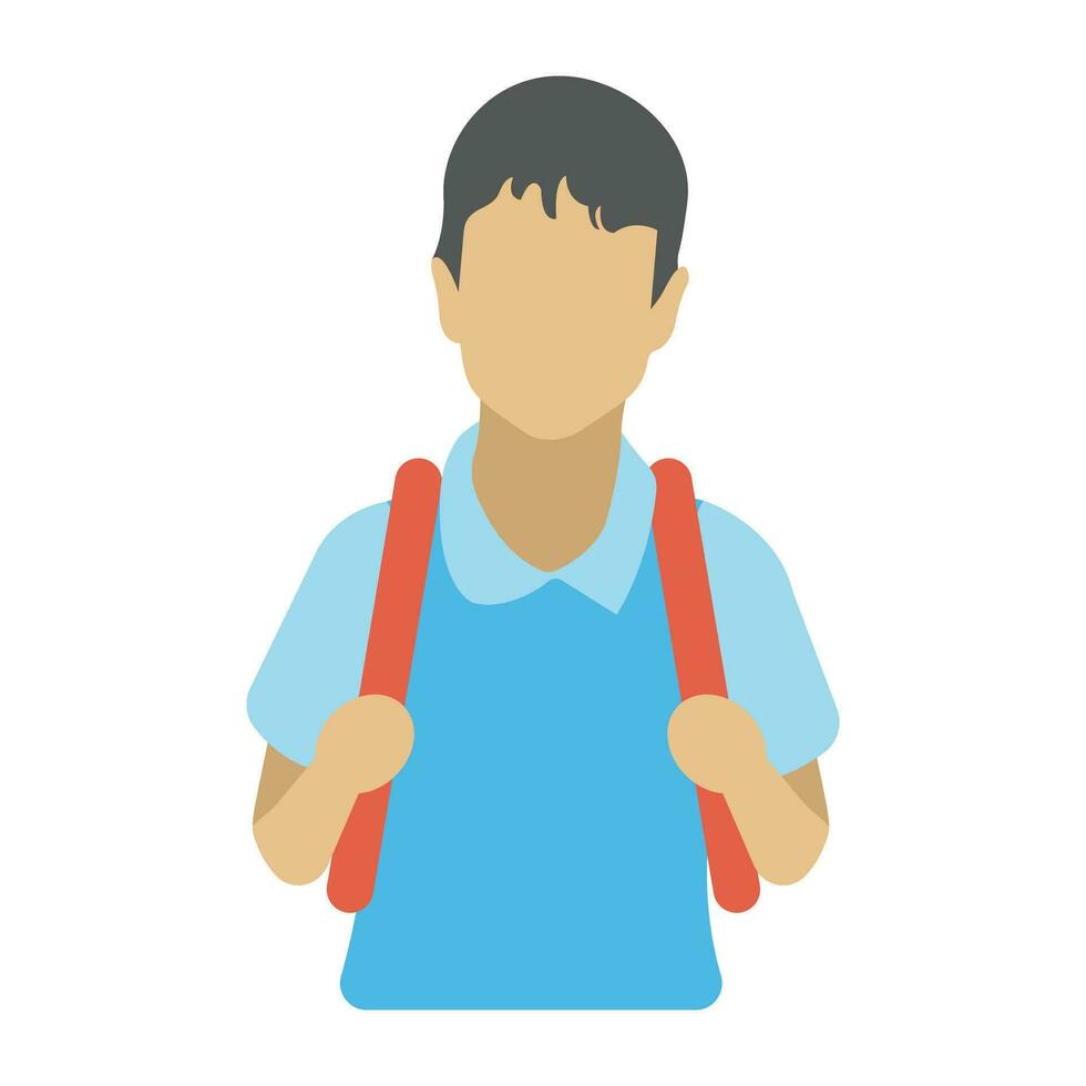 Boy wearing backpack, schoolboy vector