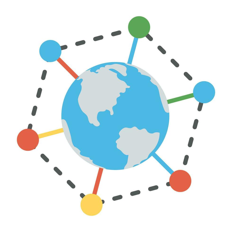 Globe with connections symbolising global network vector