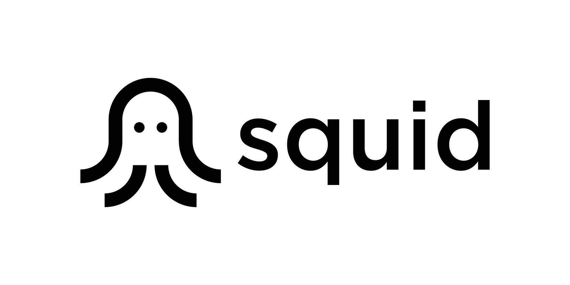 logo design squid line icon vector illustration