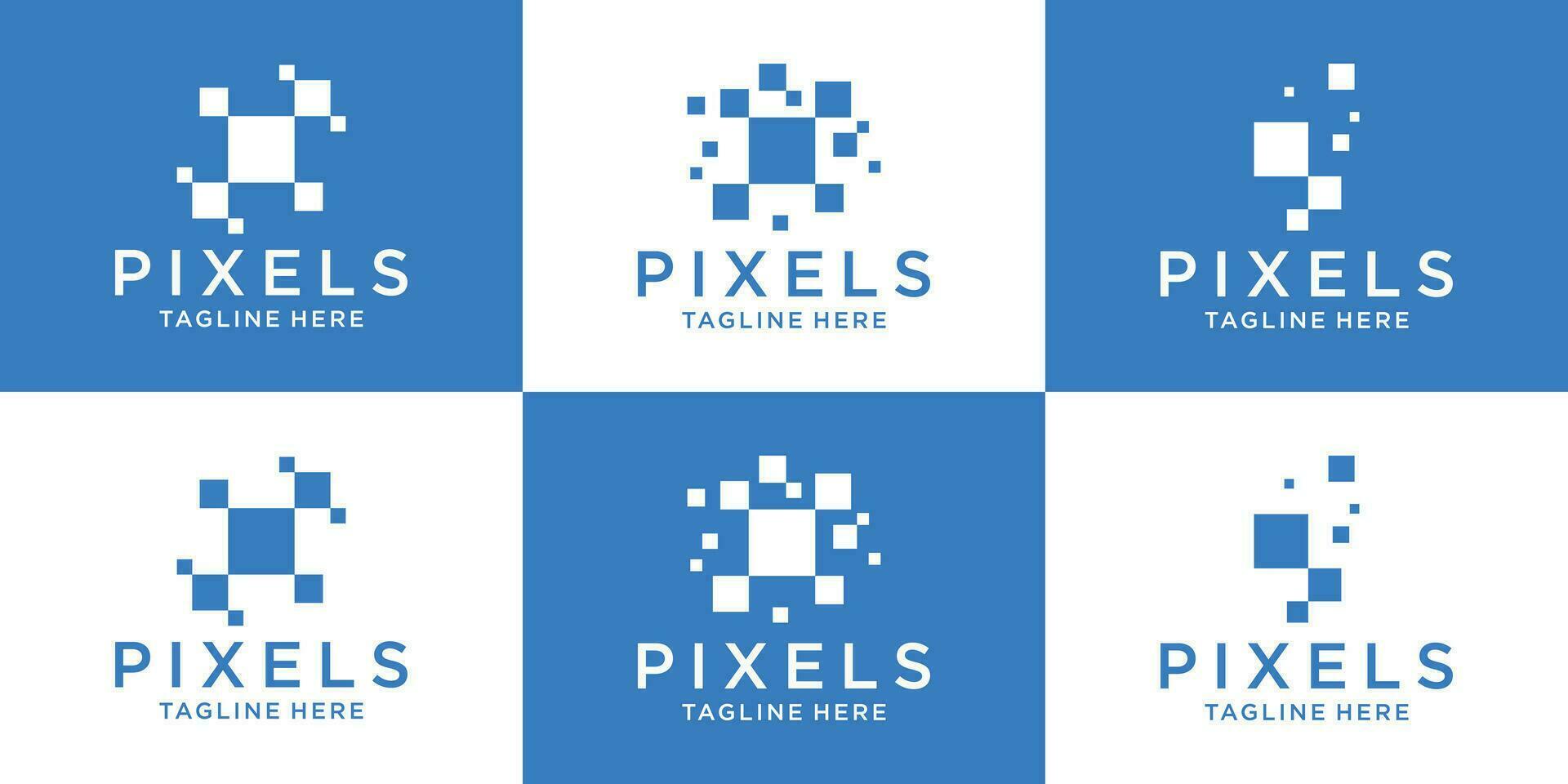 logo design pixels modern technology set template vector