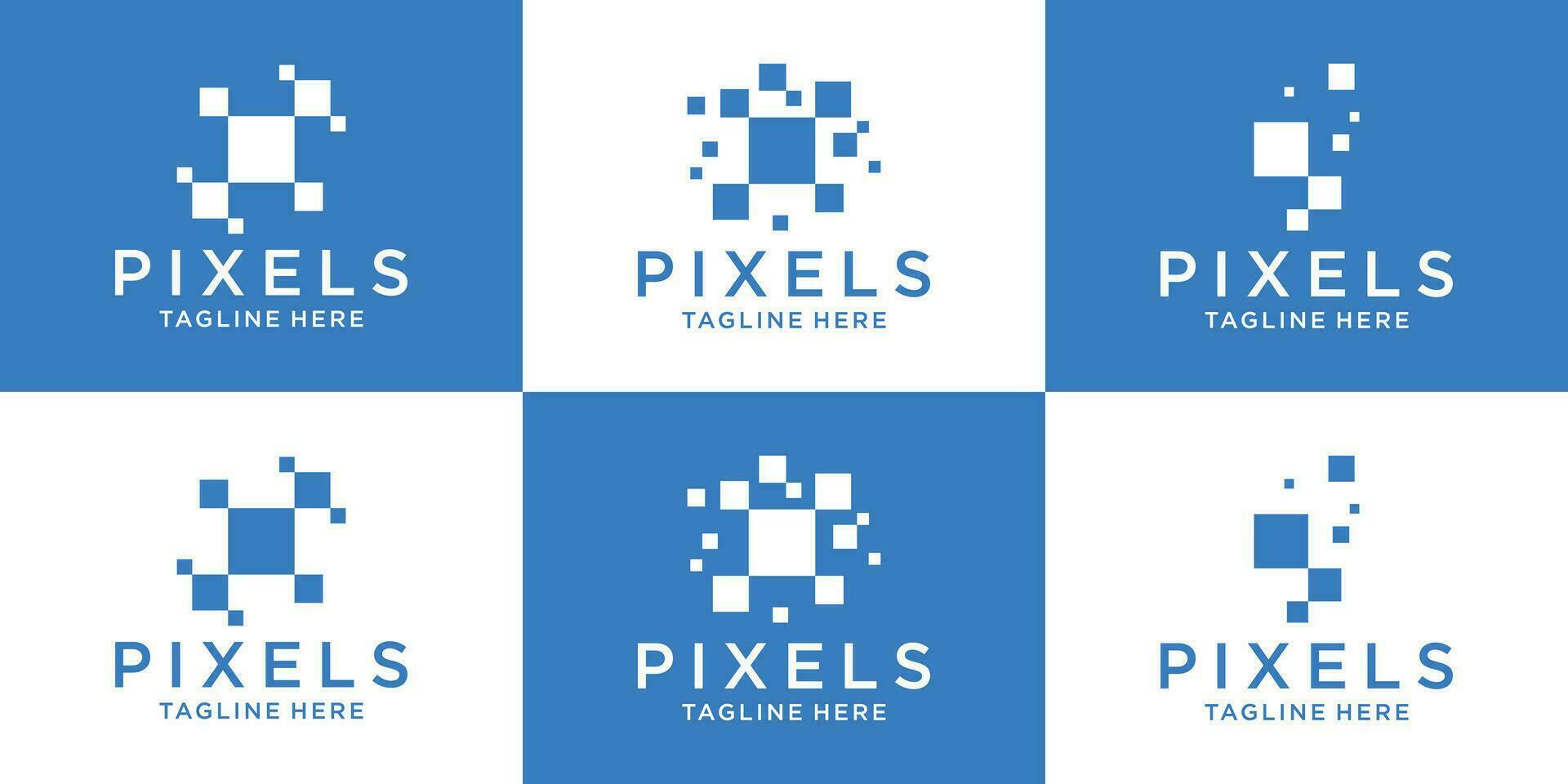 logo diseño píxeles moderno tecnología conjunto modelo vector