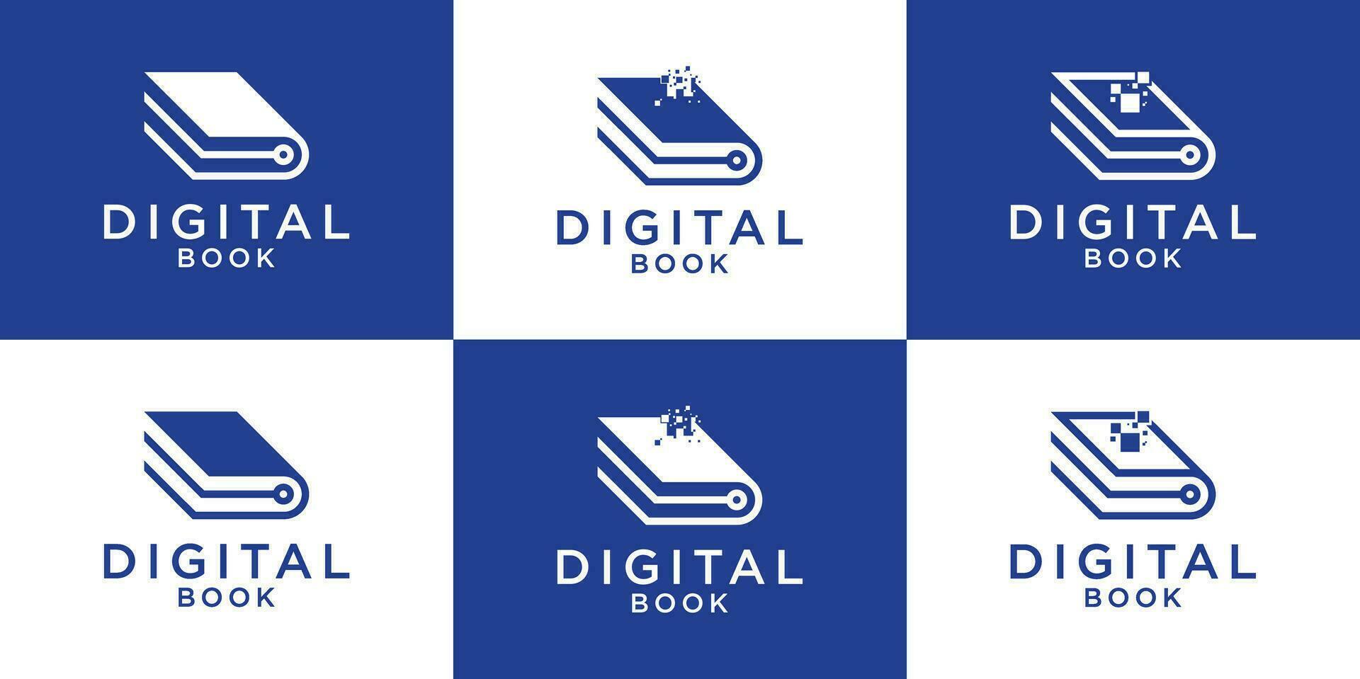 set logo design book technology digital icon vector inspiration