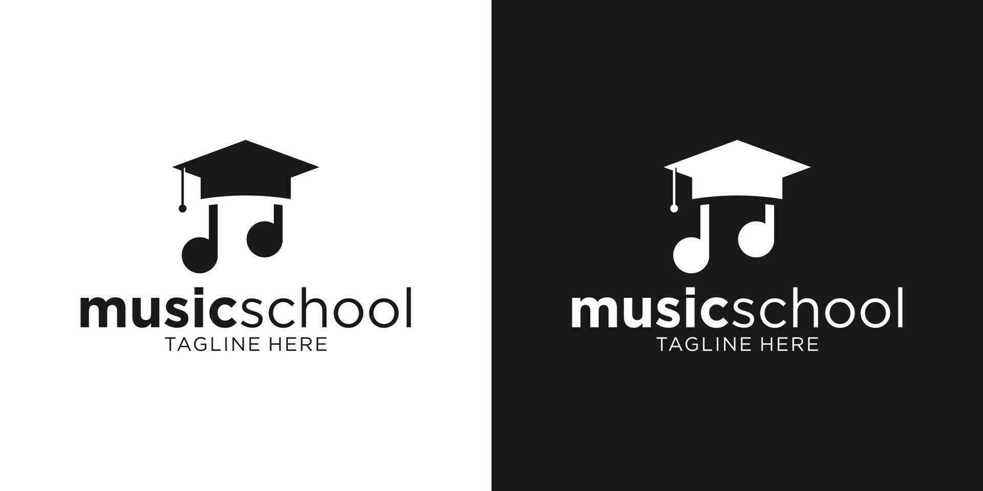 logo diseño Nota música y estudiante graduación icono vector ilustración