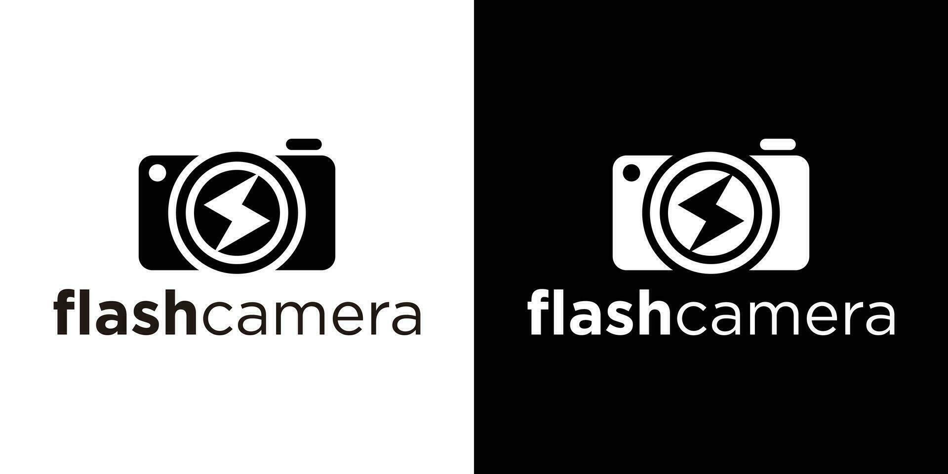 logo design camera and flash energy simple vector illustration