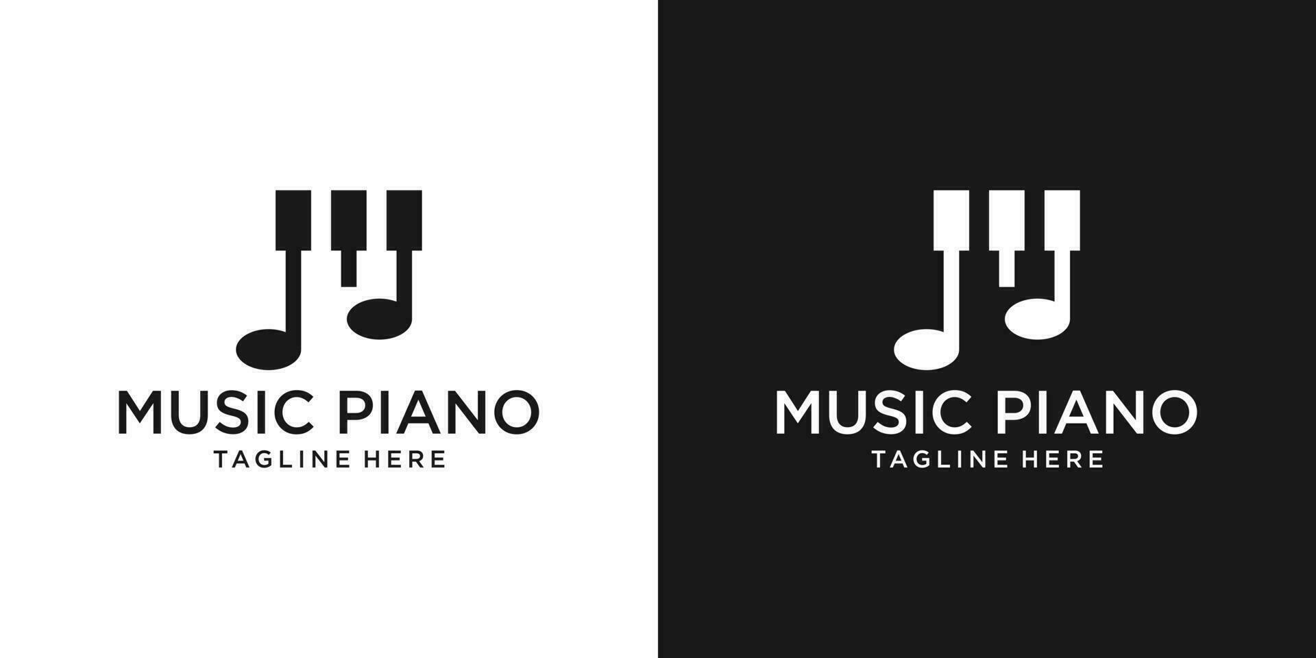 logo diseño música piano y Nota música clásico icono vector inspiración