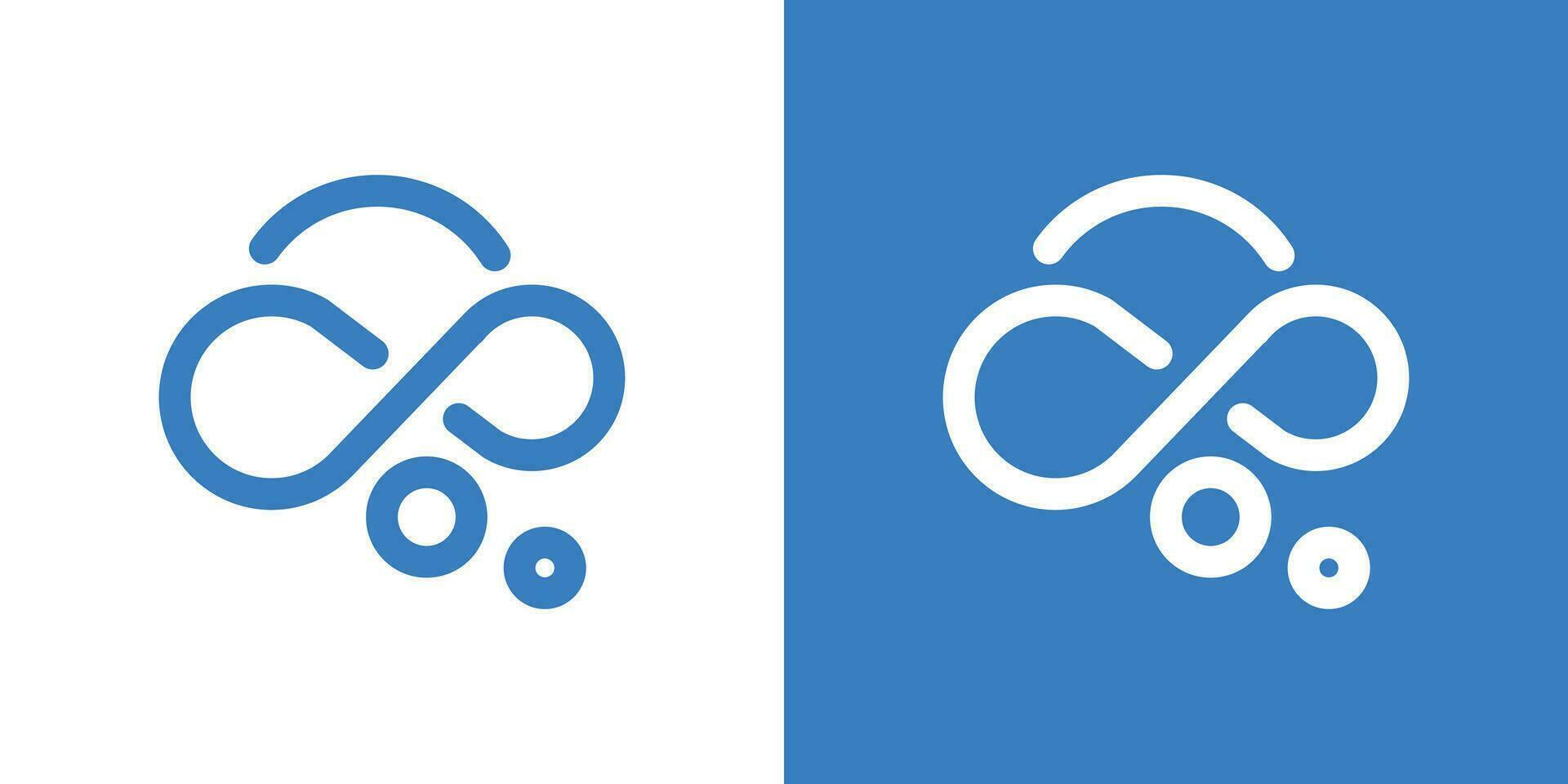 logo design infinity combined with brain and made with line style vector