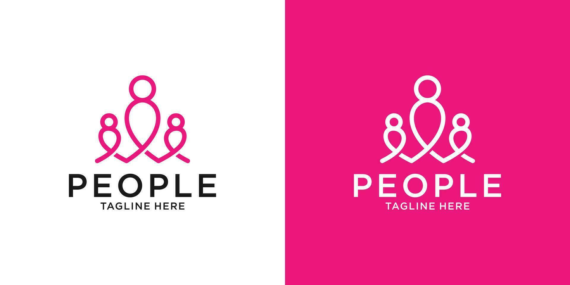 logo design people line simple modern template vector