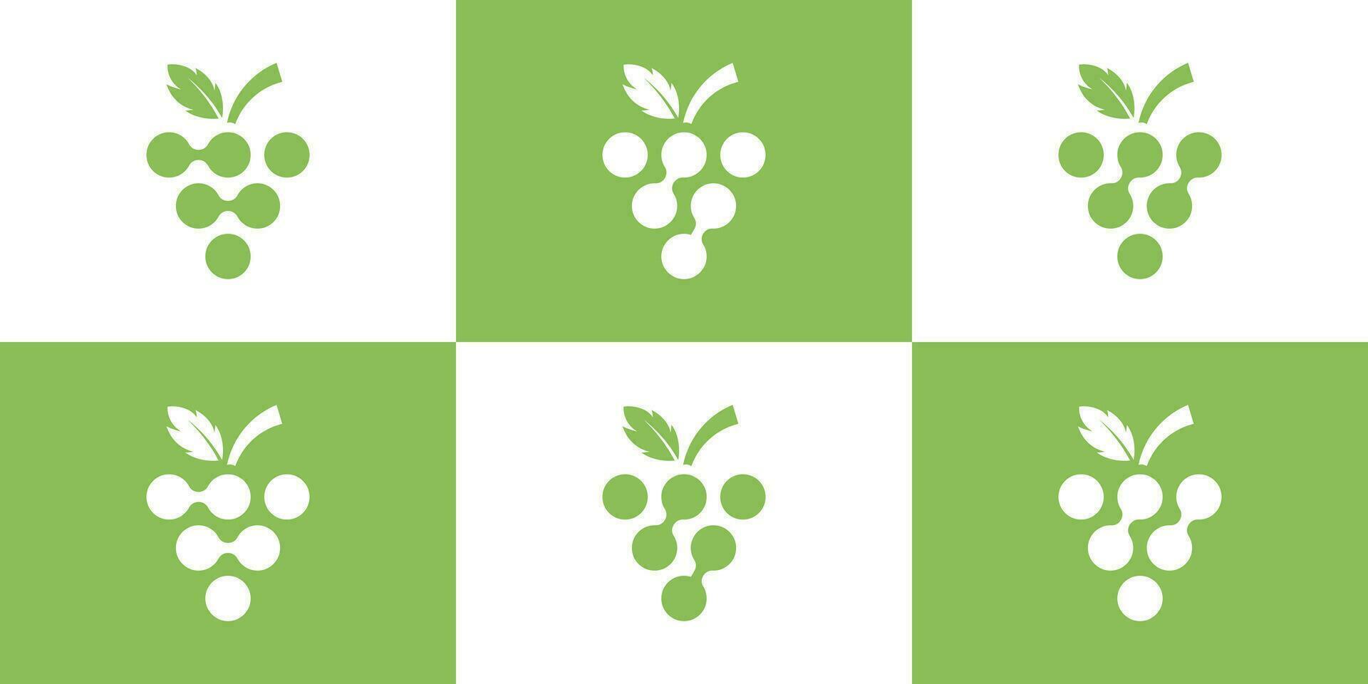 connection logo design coupled with grapes made in modern style vector