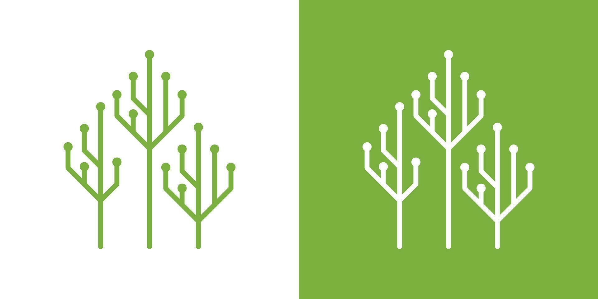 logo design element tree technology icon vector inspiration