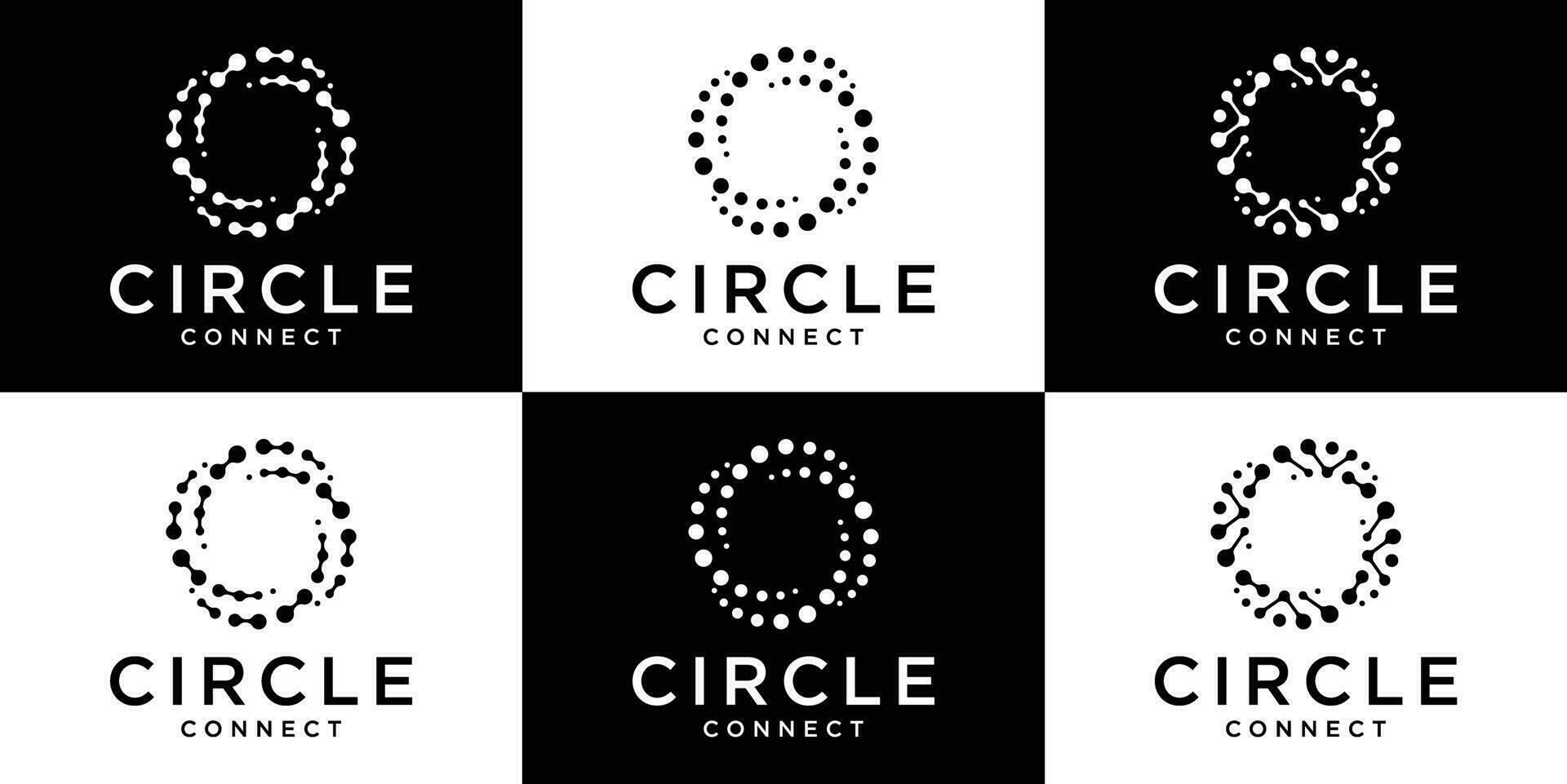 set logo design connection with circle icon vector inspiration