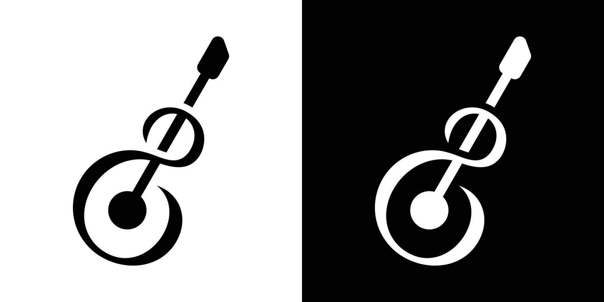 infinity logo design element combined with guitar and made in abstract style vector