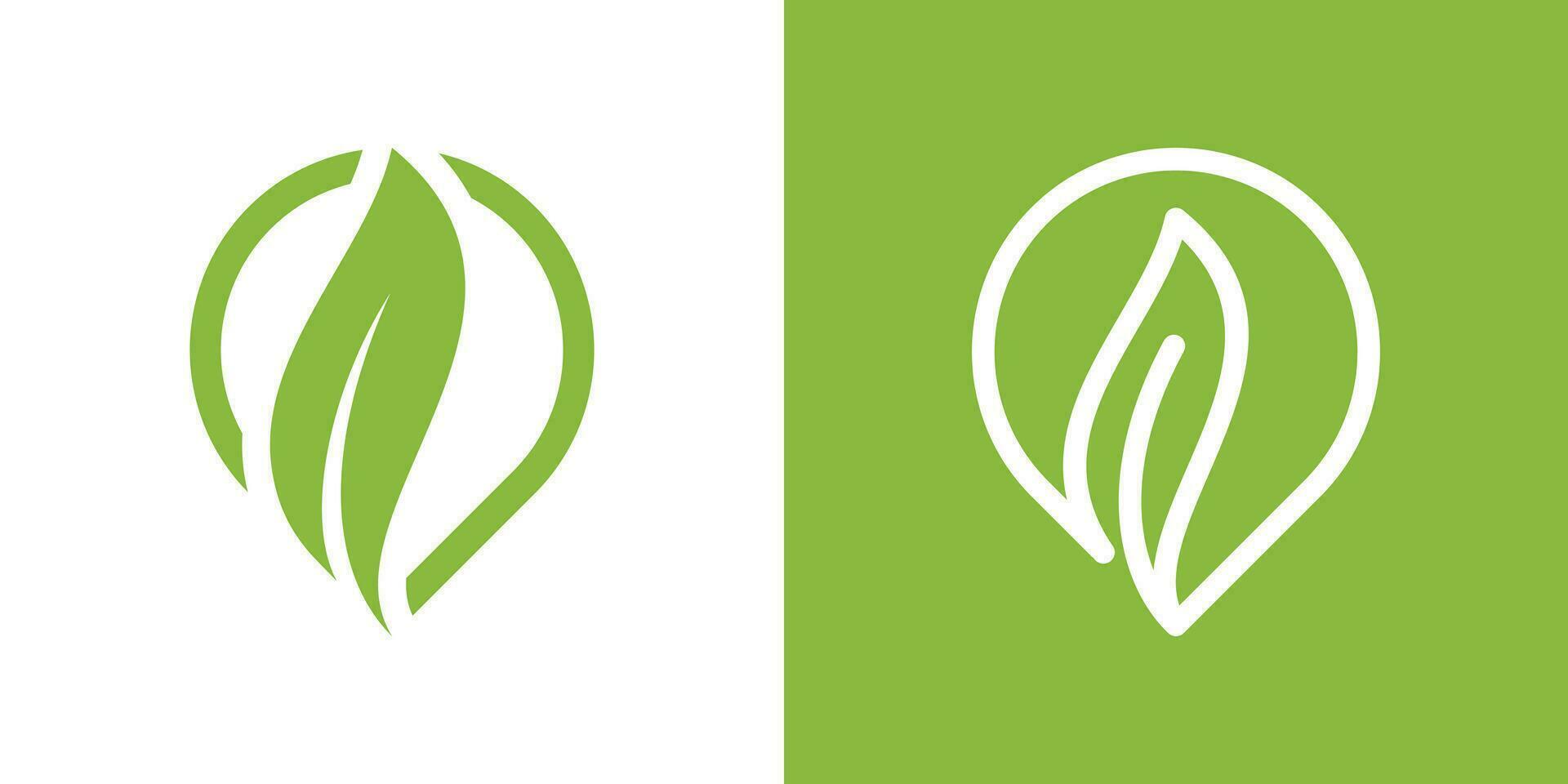 mapa alfiler logo diseño conjunto con hojas y hecho en moderno estilo vector