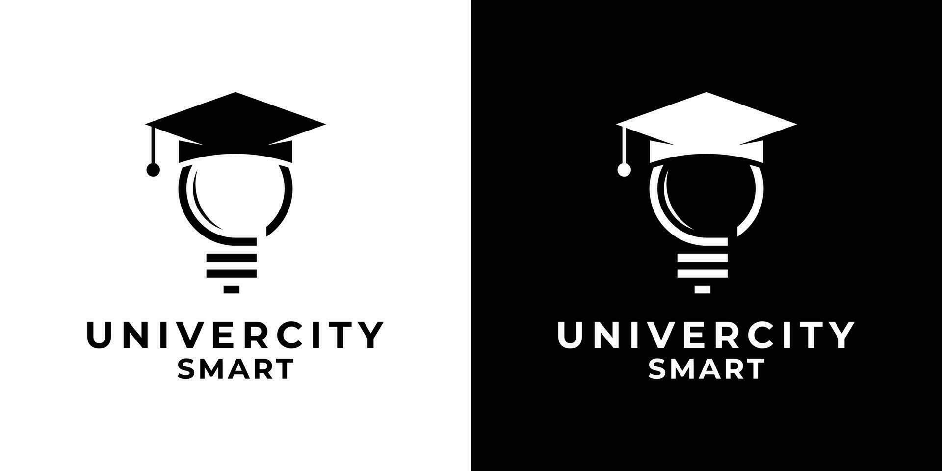 logo design inspiration education, graduation, student smart and bulb icon vector illustration