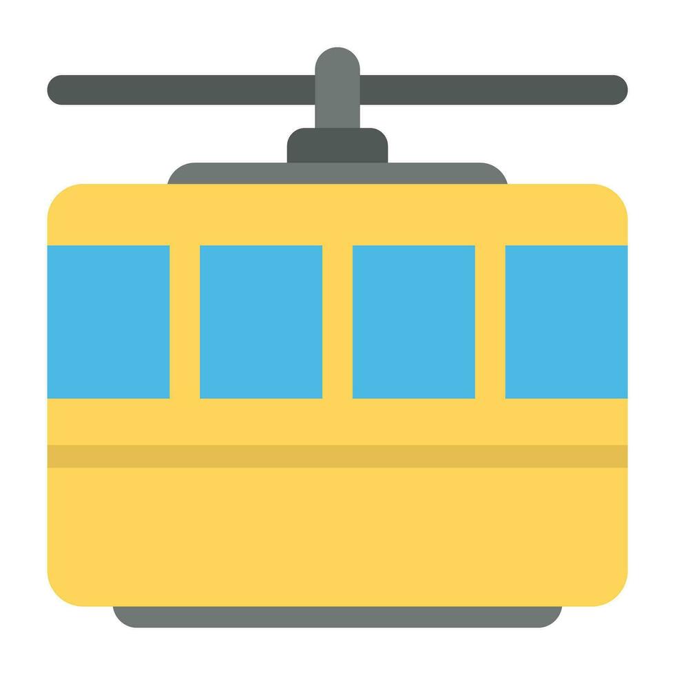 A hoisted  aerial lift attached by cable for fun travel and adventure depicting cable car vector