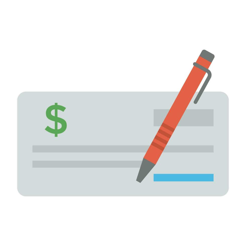 Pen writing on cheque icon design, banking and finance concept vector