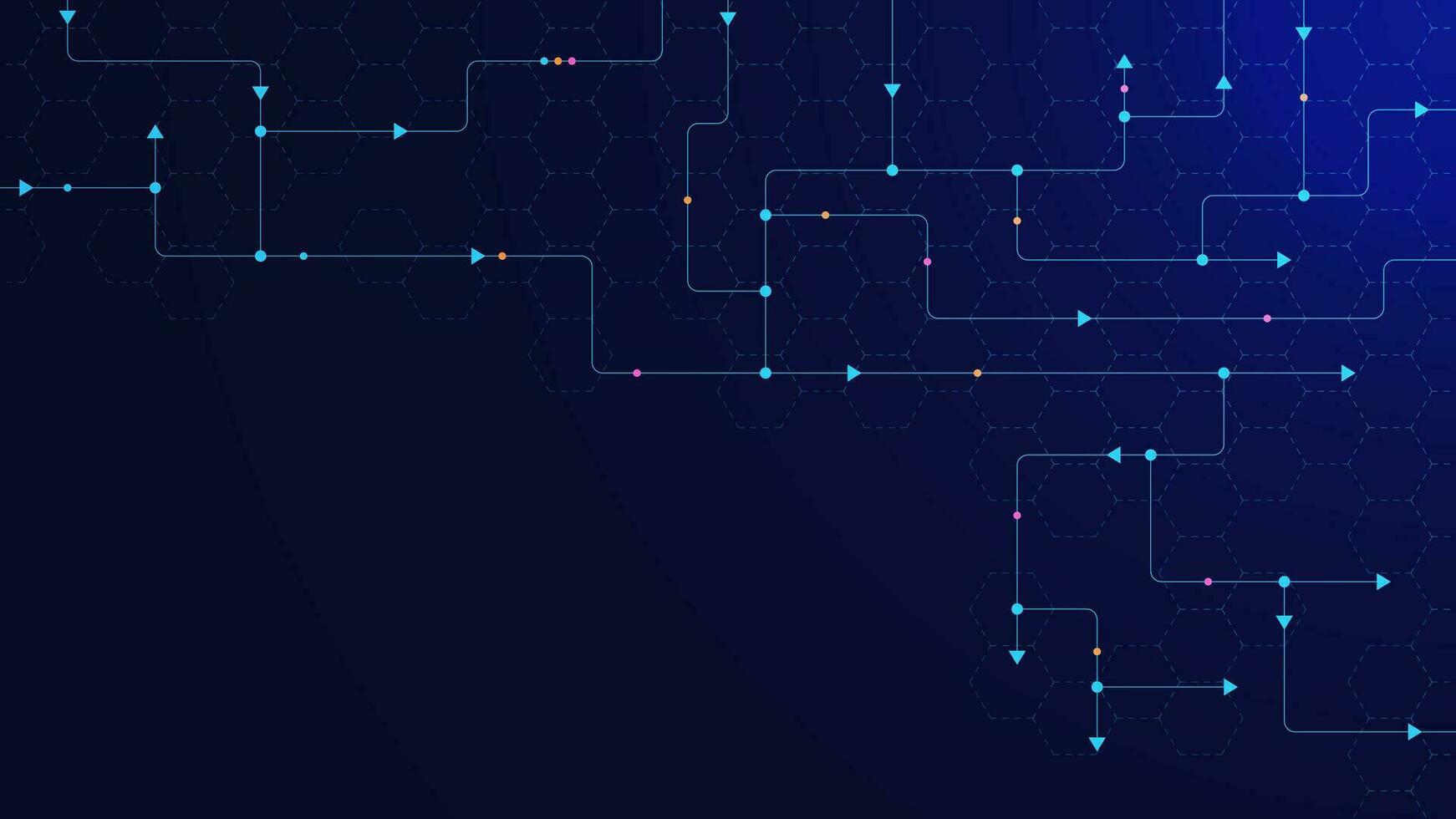 Global network connection background. Connecting dots and lines with hexagon pattern. Global business and communication technology concept. Vector illustration.