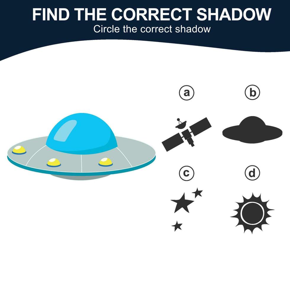 Find the correct shadow. Match the image with the shadow. Worksheet for kid. Educational printable worksheet. Simple gaming level for preschool kids. Vector illustration.