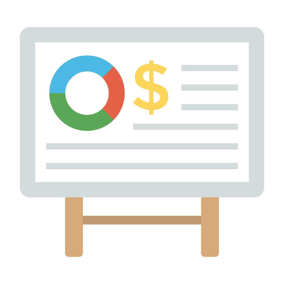 A stand board with graphical data showing presentation vector