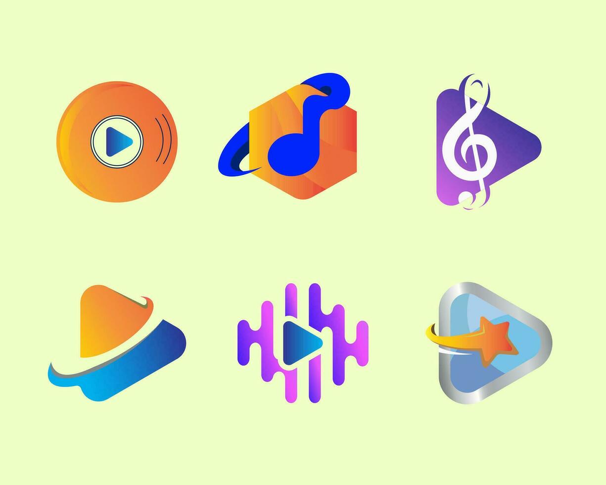 conjunto jugar logo diseño modelo. música jugar logo vector