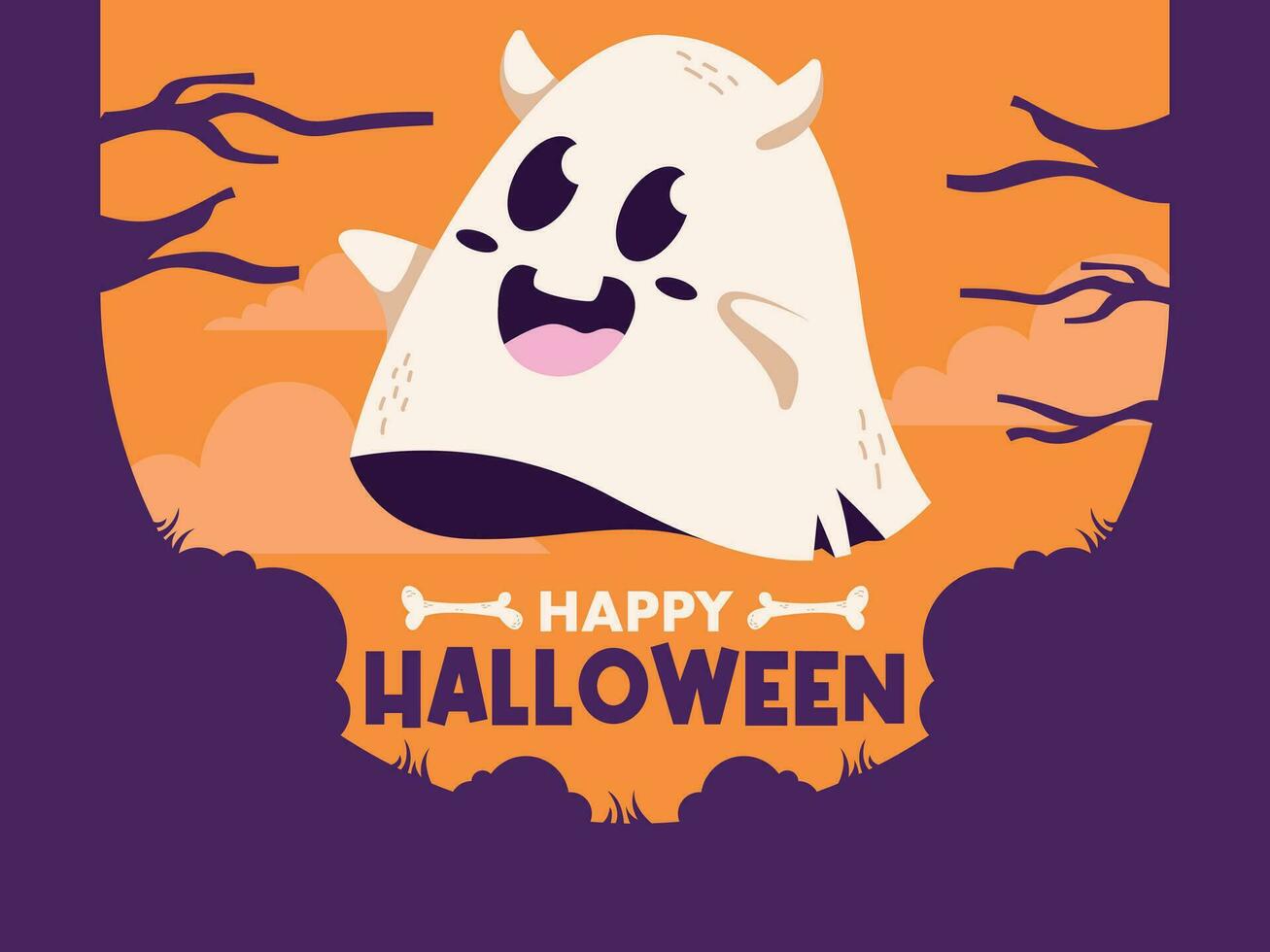 flat halloween background banner social media template vector