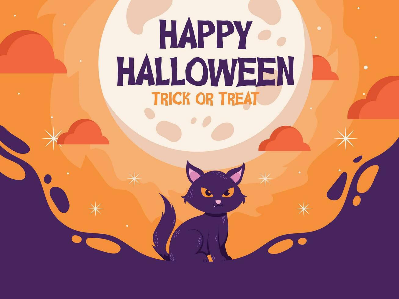 flat halloween background banner social media template vector