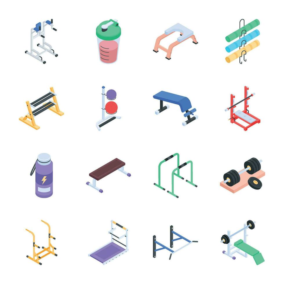 Modern Collection of Workout Isometric Icons vector