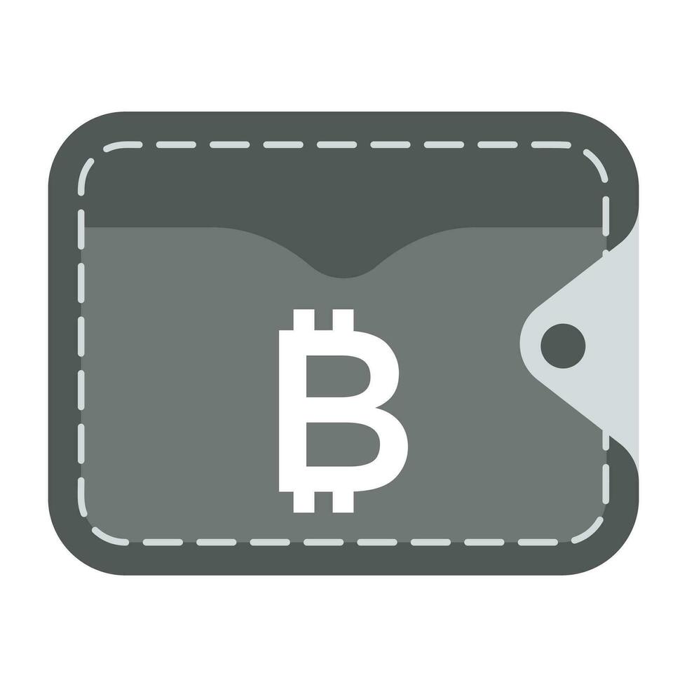 A closed wallet with bitcoin symbol, cryptocurrency vector