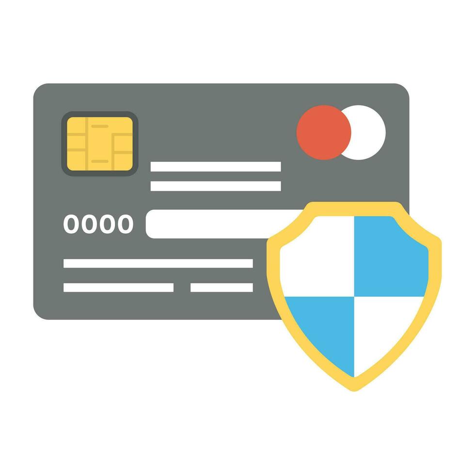 Credit card with shield, secure payment concept vector