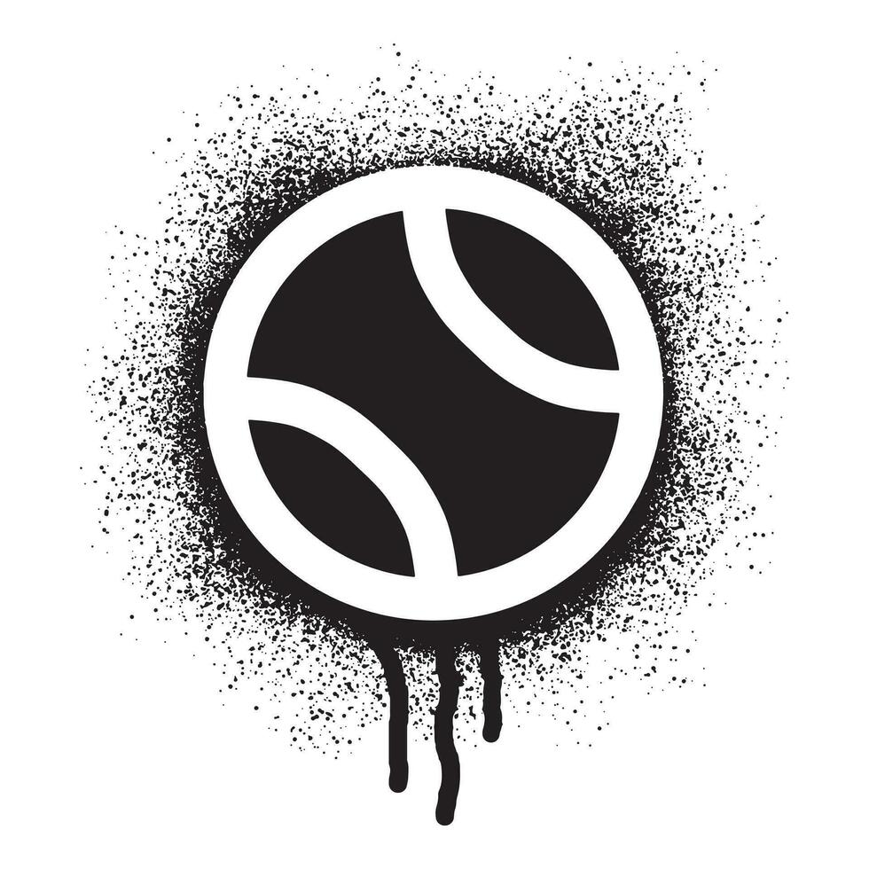 Tennis ball stencil graffiti with black spray paint vector