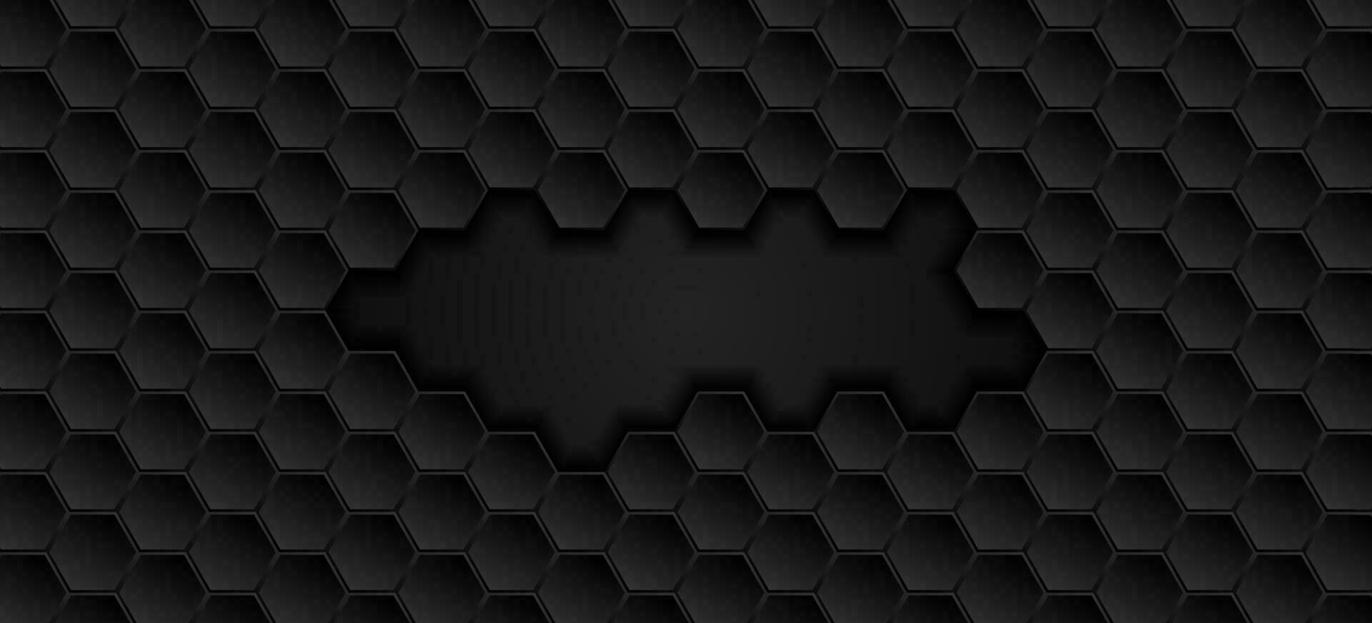 Black geometric hexagons abstract technology background vector