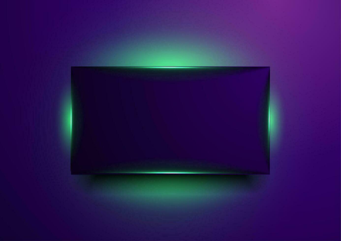 Violet glowing frame with green fluorescent neon light abstract background vector